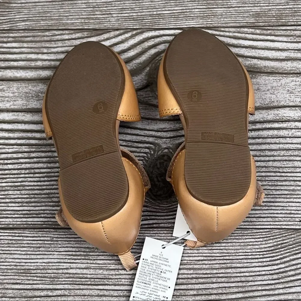 Old Navy  Faux Leather Leather Toddler Girl Ankle-Strap Hurrache Flats Sz 6